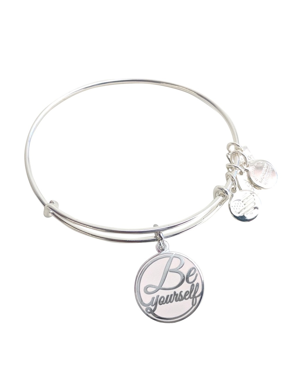 Alex and Ani “Be Yourself” Charm Bangle Bracelet - Silver & Pink